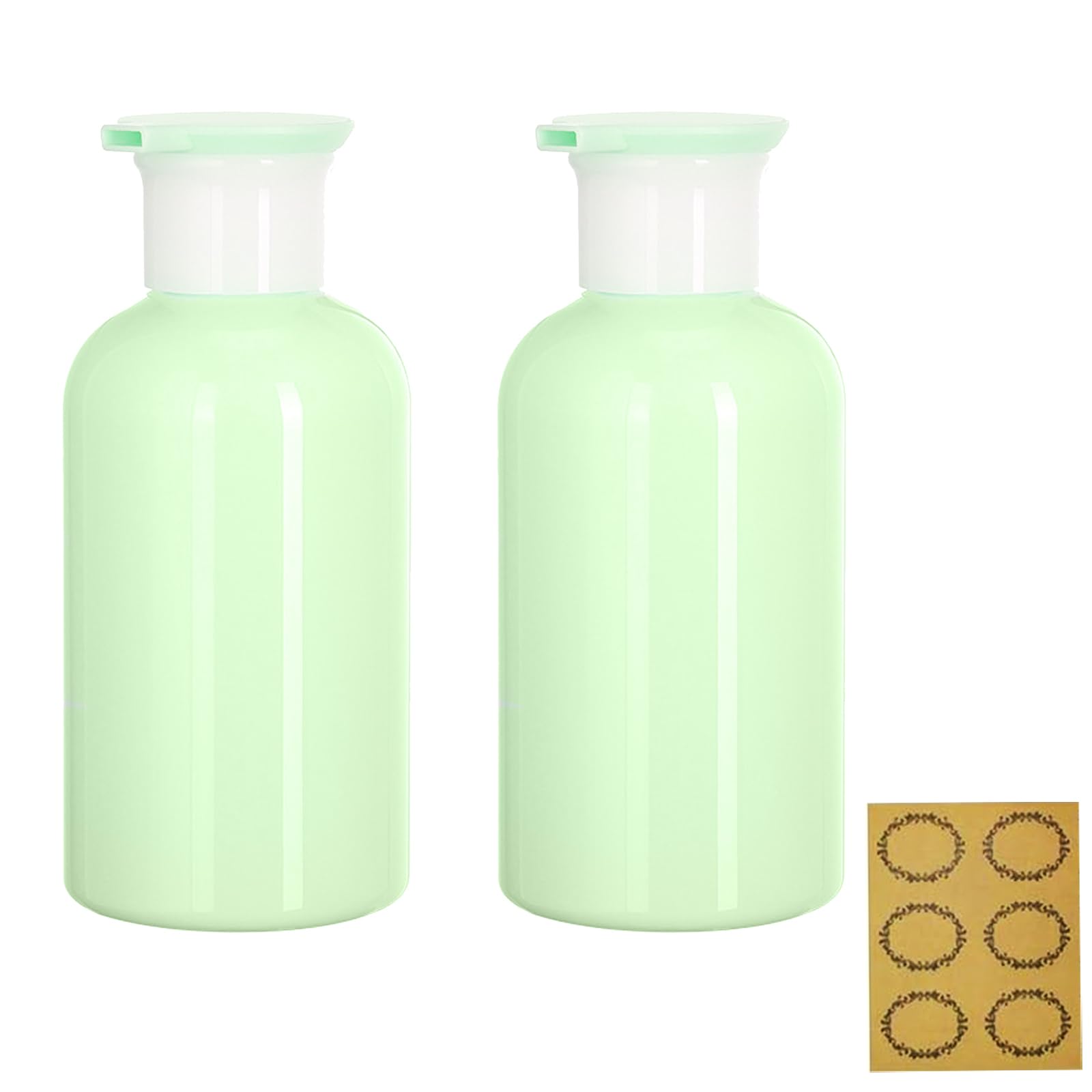 2Pcs, 300ML Empty Plastic Pump Bottles Dispenser - Apstaqeoo Portable BPA-Free Cylinder Shampoo Lotion Hand Pump Bottle Durable Body Wash Liquids