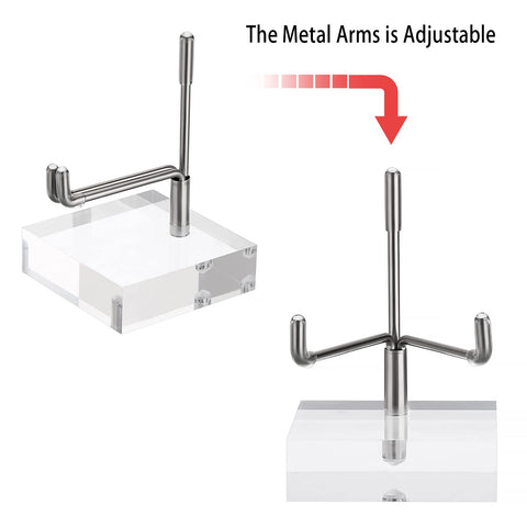 BTSKY Small Size Adjustable Silver Metal Arm Display Stand with Square Base