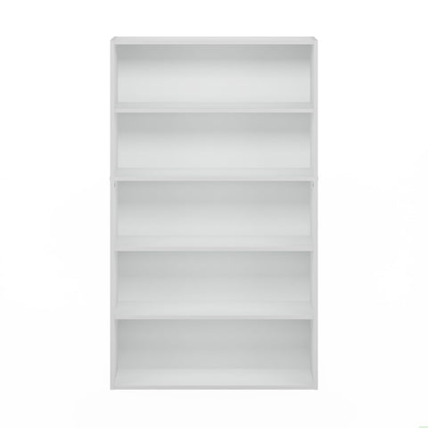 Furinno PASIR Book Shelf, 5-Tier Bookshelf, Bookcase with Open Shelf, 9.4 x 31.5 x 52.7, for Living Room, Bedroom, Home Office, White
