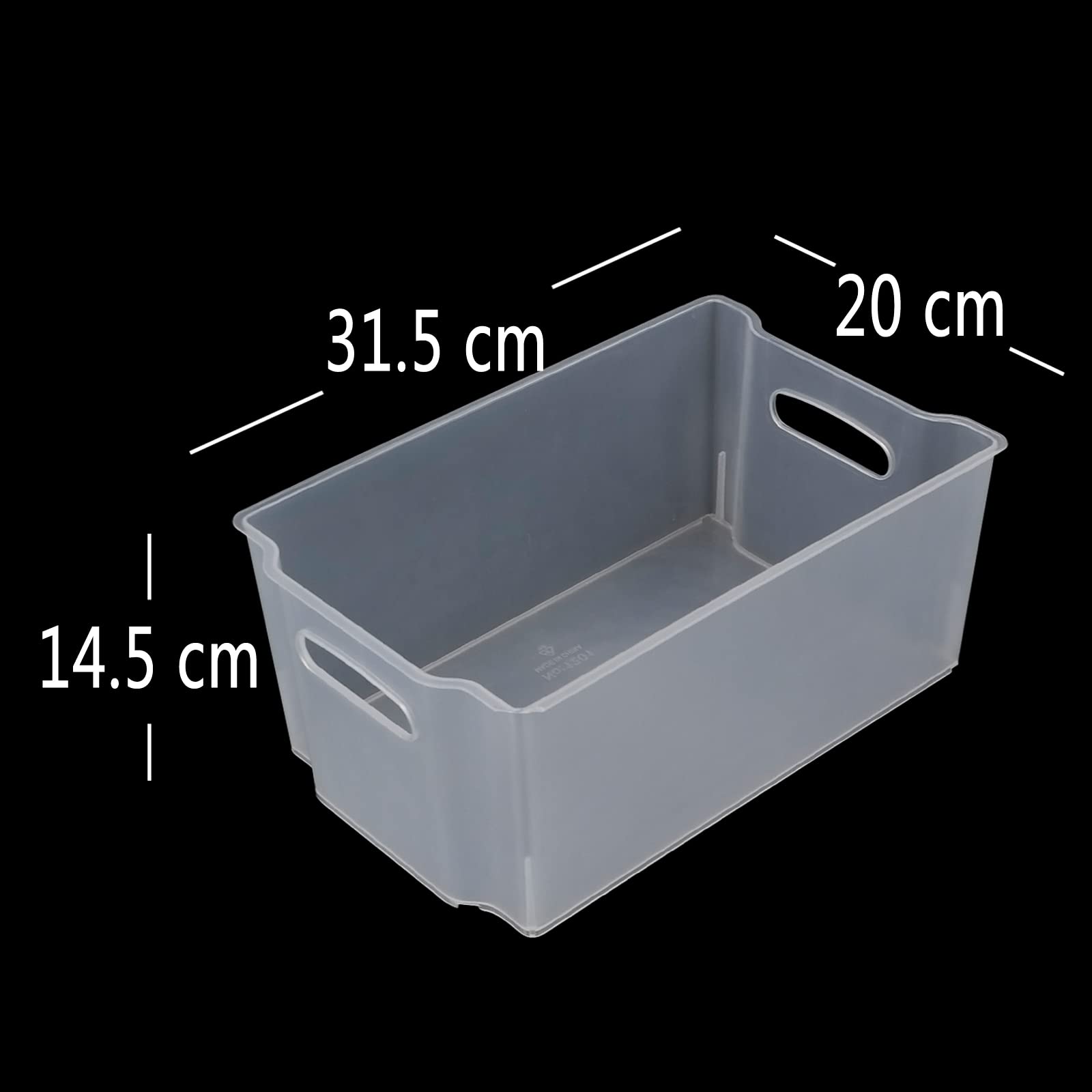 Lesbye Set of 6 Plastic Stackable Fridge Storage Baskets, Freezer Bin Organiser, Matte Transparent