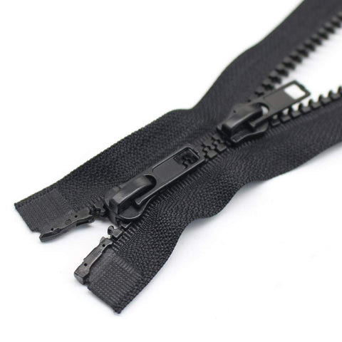 YaHoGa Pack of 2 90 cm #5 Zip Plastic 2 Way Separable Black 5 mm Zip for Coat Jackets (2 Way)
