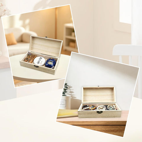 oupados Unfinished Wooden Boxes Brown Wooden Box With Lid Small Wooden Box