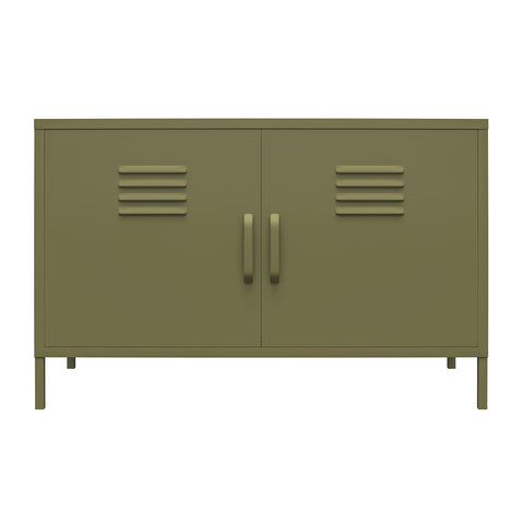 DHP Bradford 2 Door Metal Locker Accent Cabinet – Lockable Freestanding Metal Storage Sideboard Cupboard with Adjustable Shelf & Keys