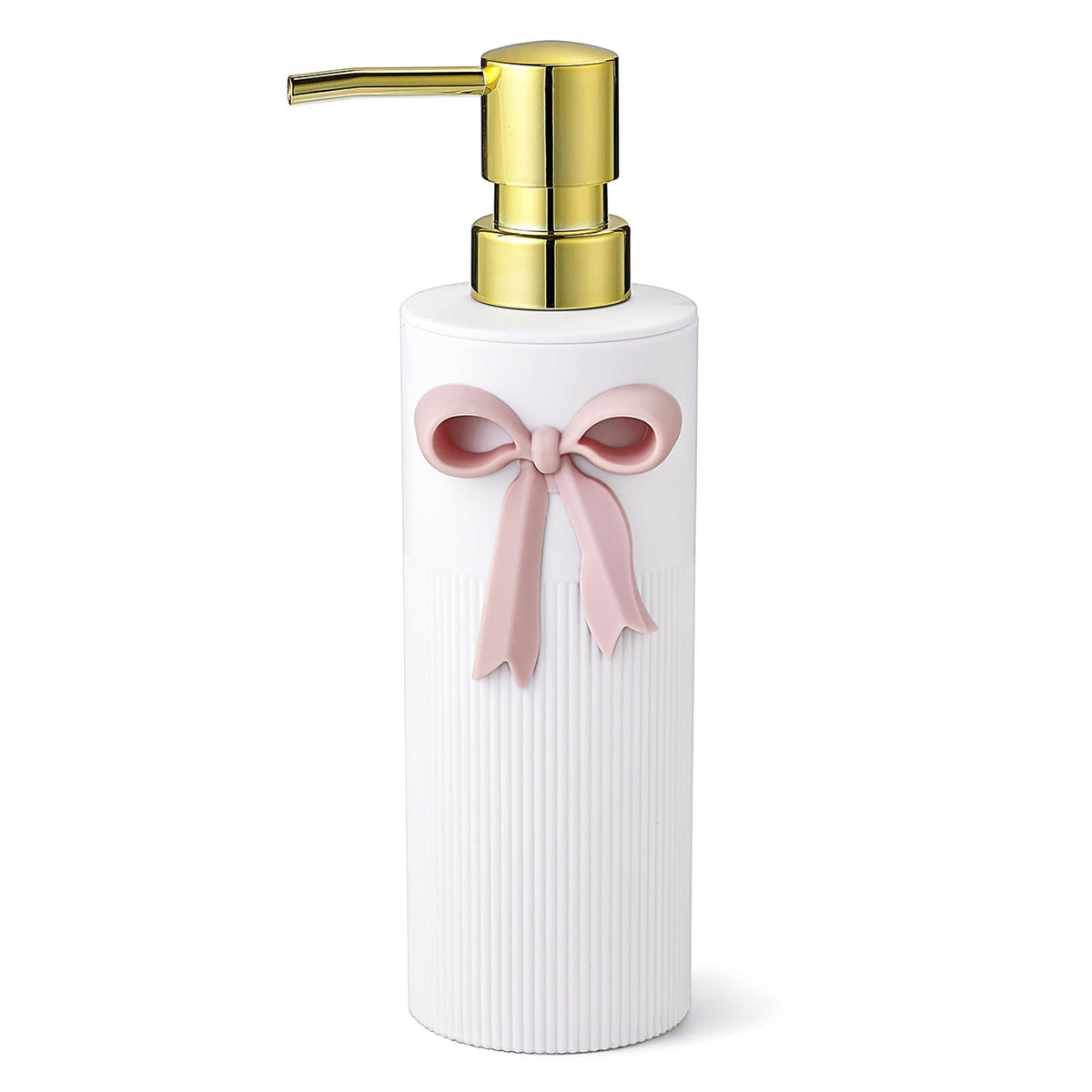 White Soap Dispenser with Decorative Pink Bow Hand Soap Dispenser for Sink