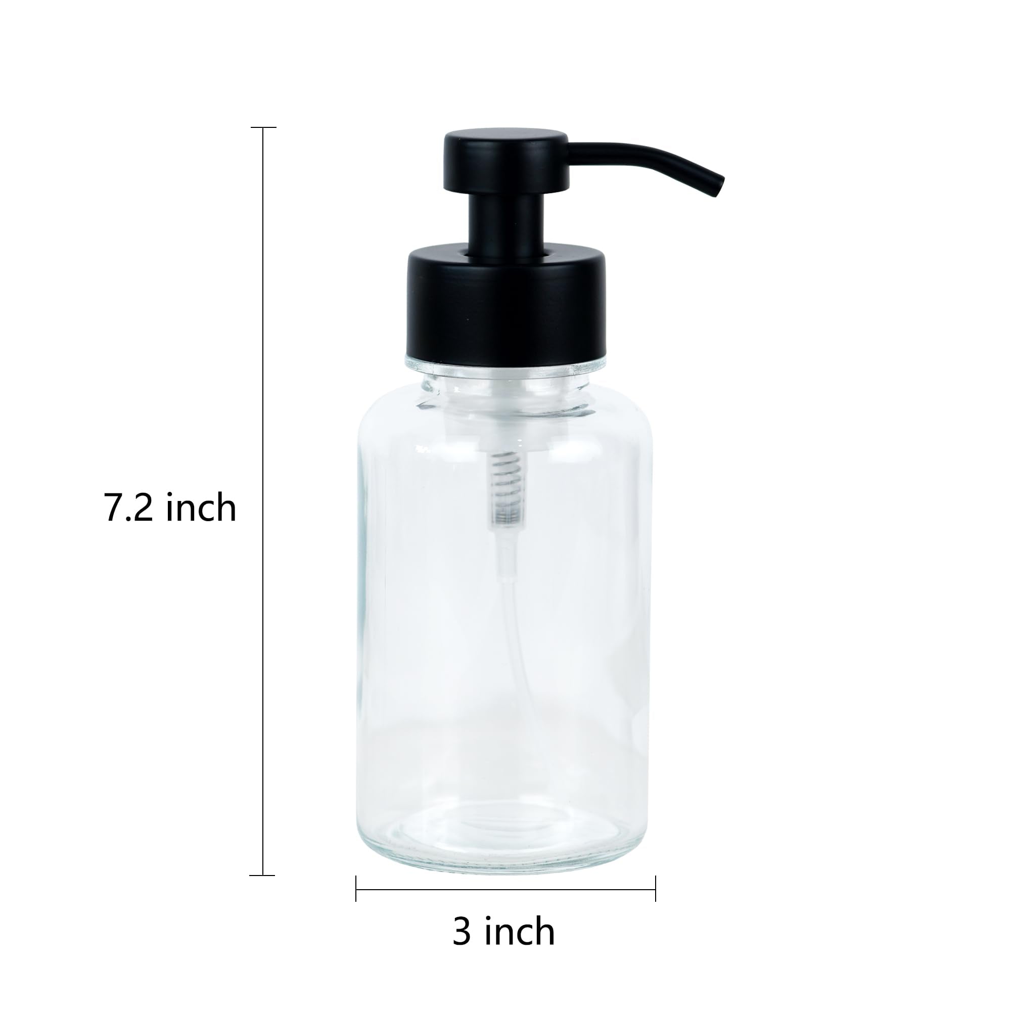 SDlumeiy 15 oz Amber-Tinted Thick Glass Foaming Soap Dispenser, Refillable Foaming Soap Dispenser with Black Rust-Proof Foam Pump