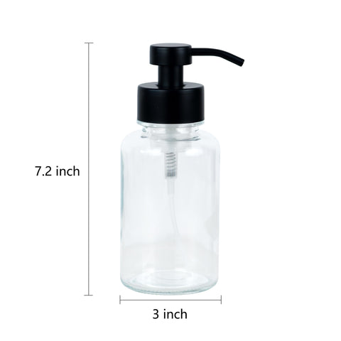 SDlumeiy 15 oz Amber-Tinted Thick Glass Foaming Soap Dispenser, Refillable Foaming Soap Dispenser with Black Rust-Proof Foam Pump