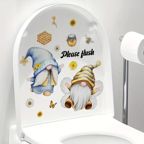 TOLOVIS Santa Claus Letters Toilet Cover Sticker Decals,Flower leaf bird Waterproof Toilet Lid Tank Seat Decals Cistern Self-Adhesive Bathroom Wall