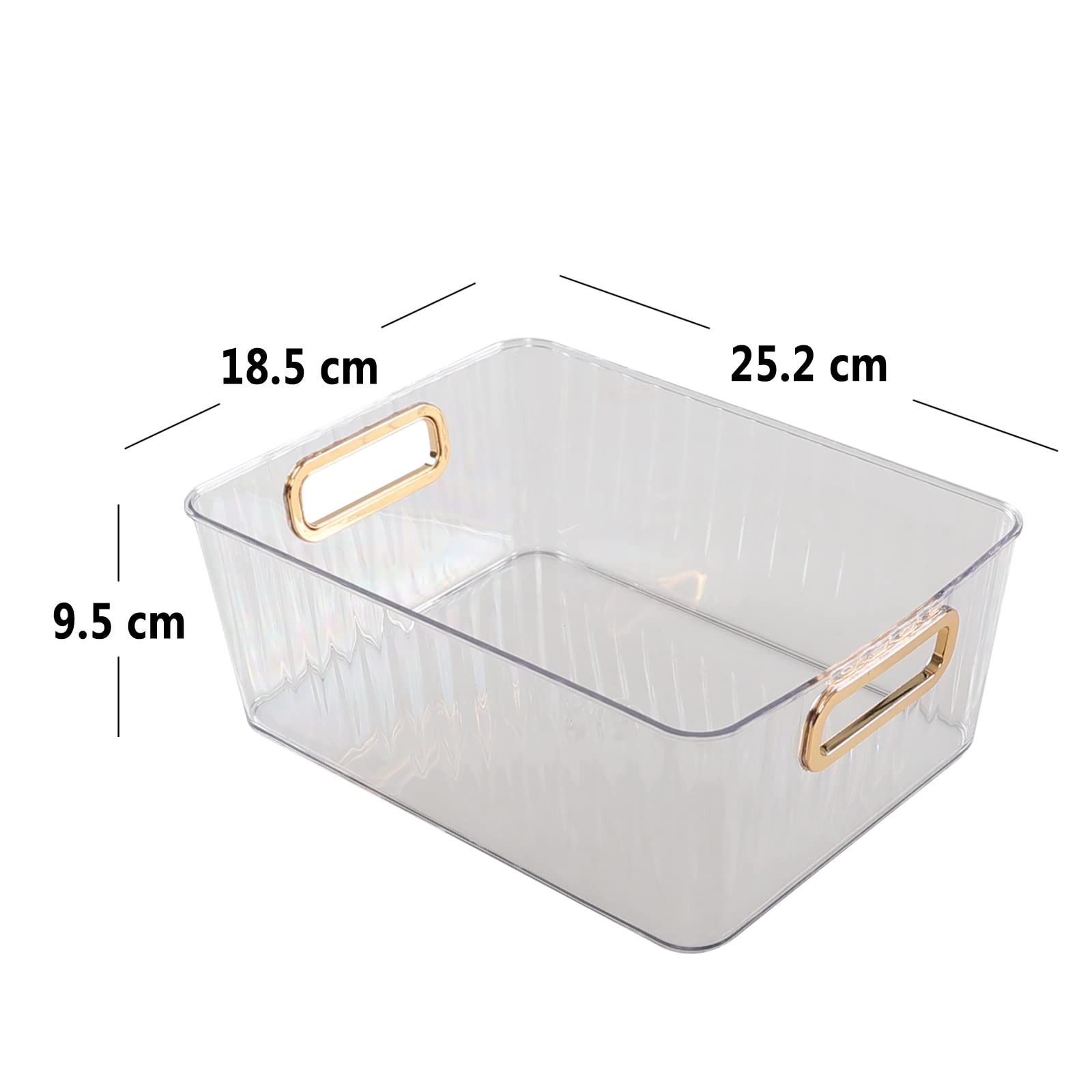 Ortodayes Clear Pantry Organiser Basket Bin, Fridge Organiser with Handles Set of 4