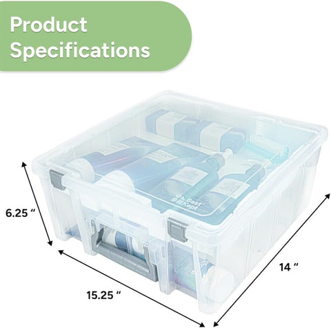ArtBin AB Designs 6899ABD Super Satchel Double Deep with Lift-Out Tray and Removable Dividers, Stackable Home Storage Organization Container