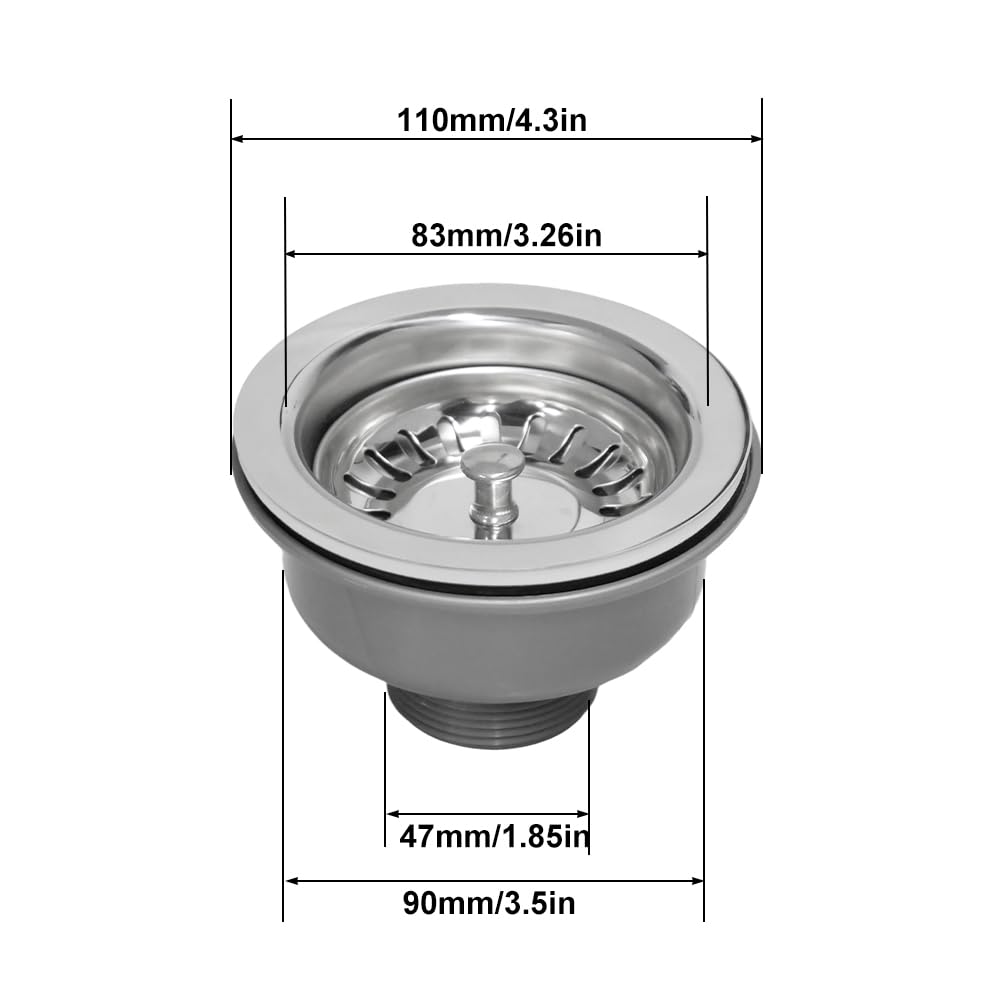 Inodiref Ø 110mm Stainless Steel Sink Waste, Kitchen Sink Drain Strainer