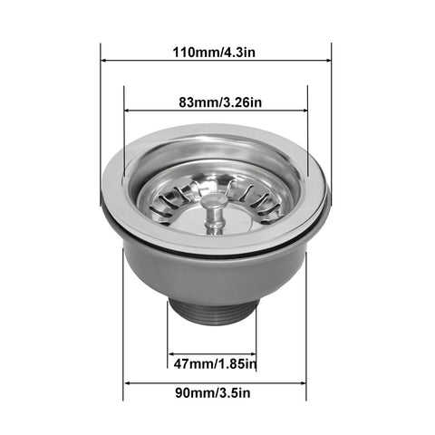 Inodiref Ø 110mm Stainless Steel Sink Waste, Kitchen Sink Drain Strainer