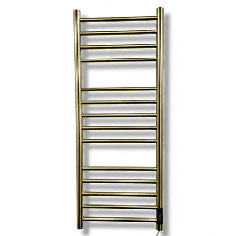Manissa Siena Brushed Brass Electric Heated Towel Rail 400mm W x 1000mm H