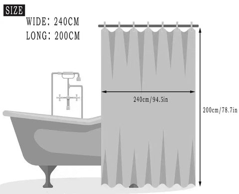 HOMTRYLIC White Shower Curtain W240 x L200cm Plain Fabric Shower Curtain for Bathroom Water Repellent Long Bath Shower Curtain Set with 14 Hooks