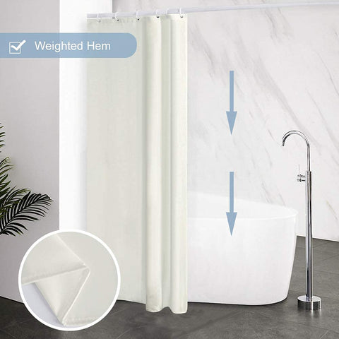 Furlinic Waterproof Shower Curtain Mould Proof Weighted Hem Beige 100×200cm