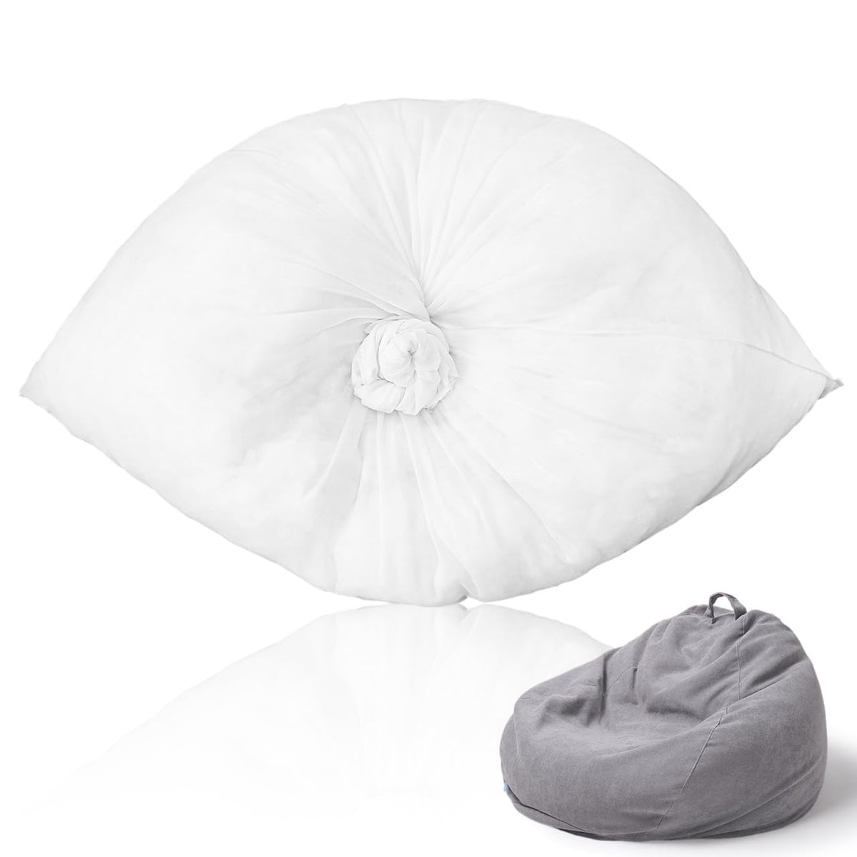 Ciieeo Bean Bag Inner Liner Replacement, 120 x 130cm White Bean Bag Chair Cover, Washable Breathable Lazy Sofa Mesh Inner Liner without Filling for