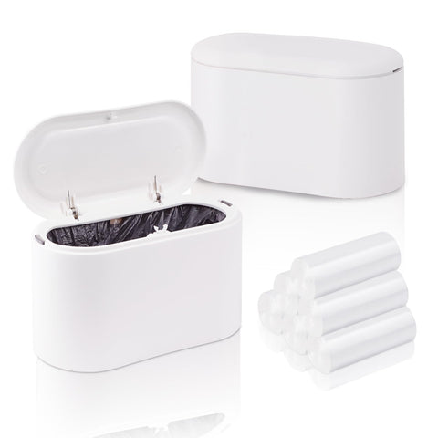 2PCS Small Bin with Lid, Small Bathroom Bin with 180PCS Trash Bags