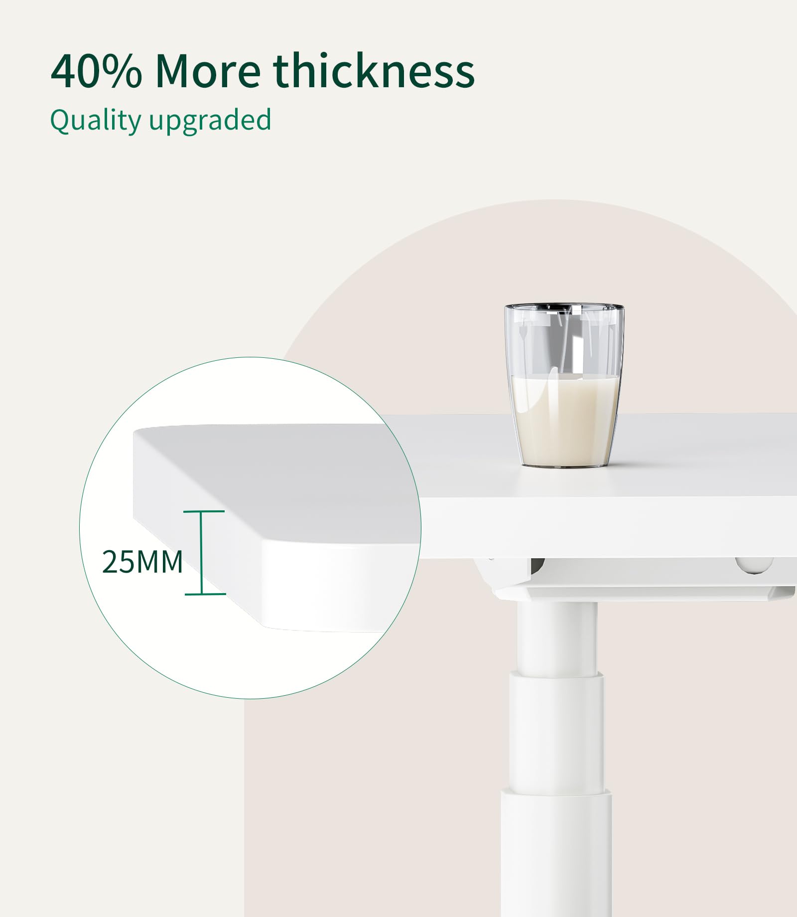 MAIDeSITe Table Top,Desktop for Height Adjustable Electric Standing Desk,White,100 * 60 * 2.5 cm