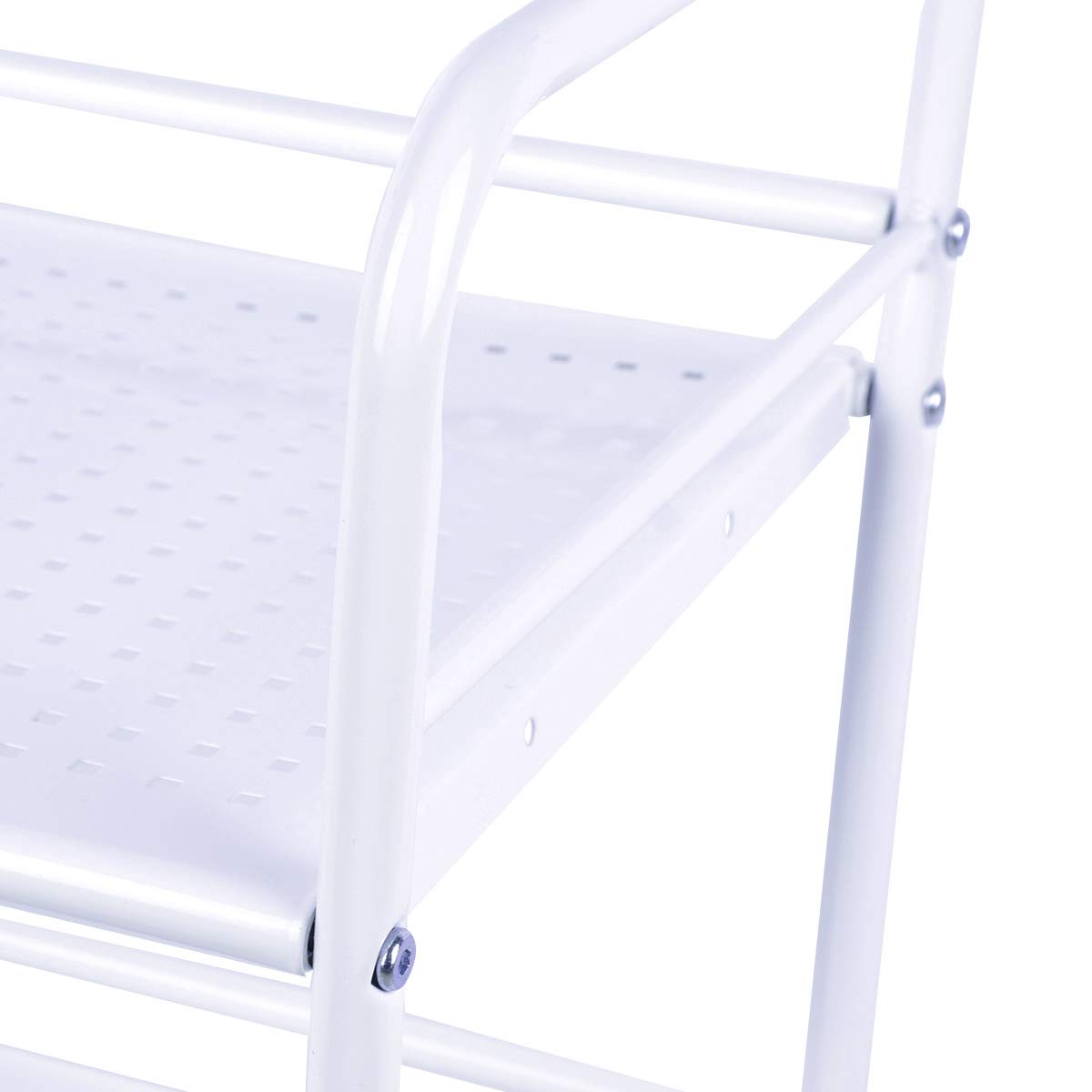 DRM 3 Tier Rolling Storage Trolley Utility Cart, Salon Beauty Trolley with Wheels, Spa System Storage Cart, White