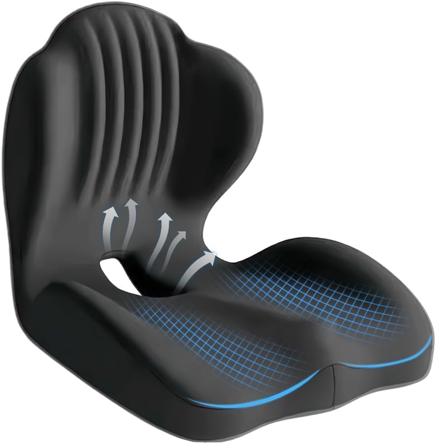 HoldOneLight Ergonomic Memory Foam Seat Cushion Black