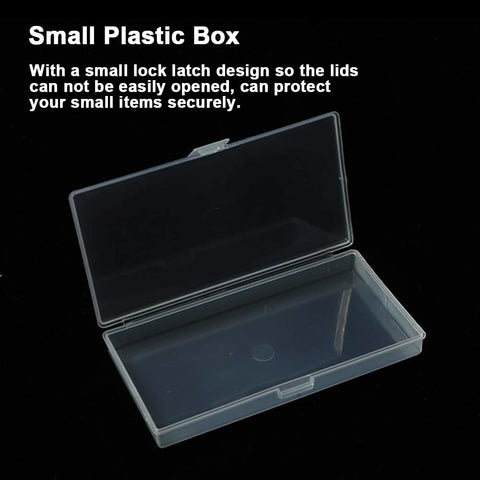 Eleanly 4 Pcs Small Plastic Box Rectangular Empty Mini Clear Plastic Organizer Storage Box Craft Storage Box with Flip Lid for Small Items and Other