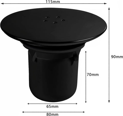 Amazleer Shower Drain Cover, Chrome Shower Plughole Cover, Removable Top Shower Trap Cover Replacement, Shower Waste Cover Fast Flow Black 90mm