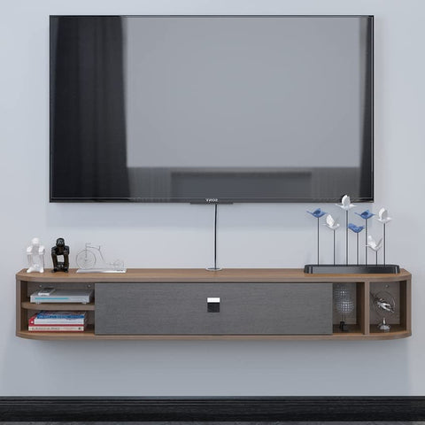 Pmnianhua Floating TV Shelves, Floating TV Unit Wall Mounted Under TV Stand Floating TV Console Entertainment Shelf Wall TV Cabinet for Living Room