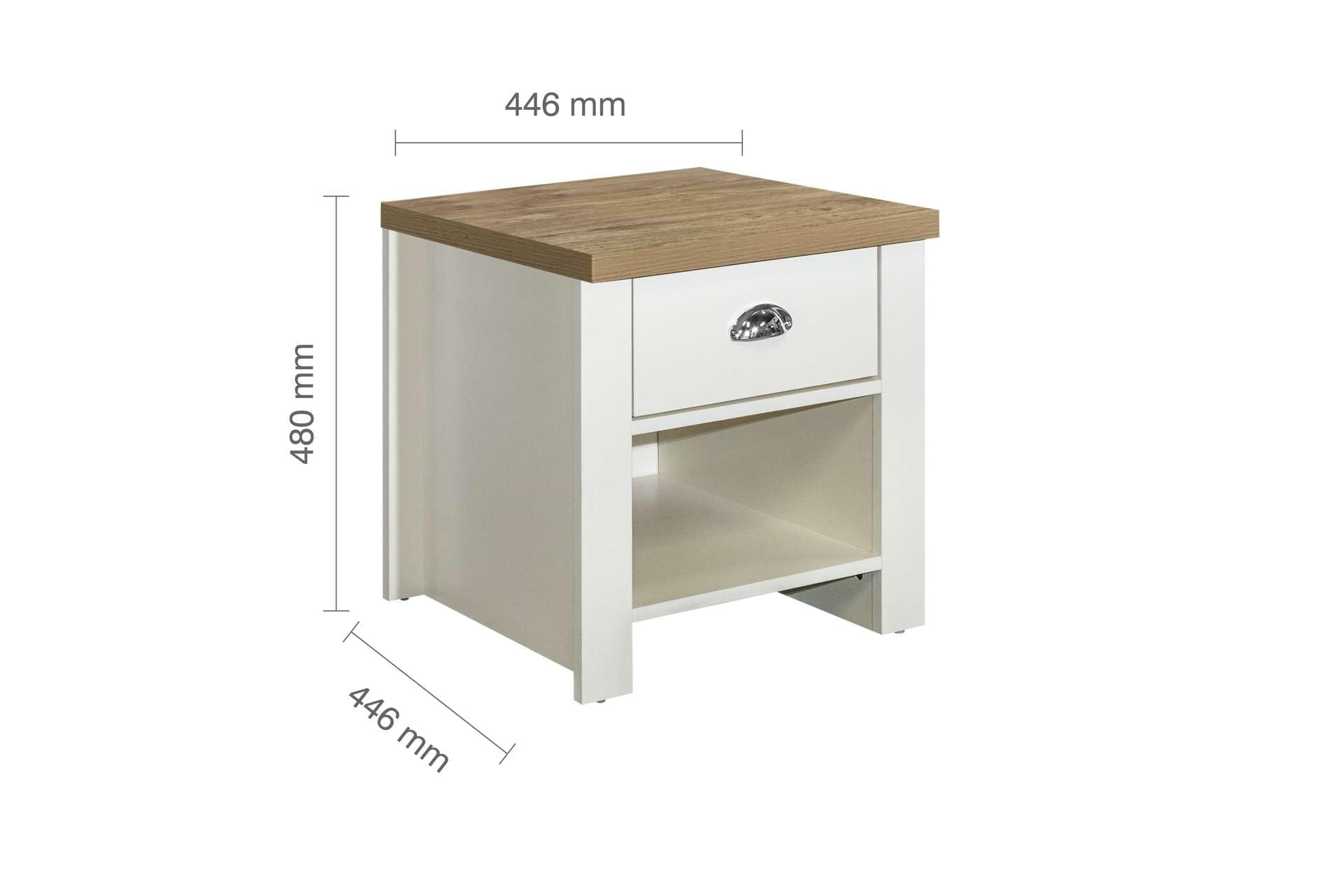 Birlea Highgate 1 Drawer Lamp Table Cream & Oak Effect