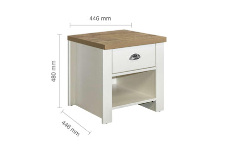 Birlea Highgate 1 Drawer Lamp Table Cream & Oak Effect