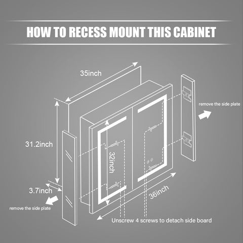 Janboe LED Mirror Cabinet,Bathroom Mirror Cabinet with Lights,91cm×81cm,Equip with Internal Light,Aluminum Construction,USB Shaver Socket,3