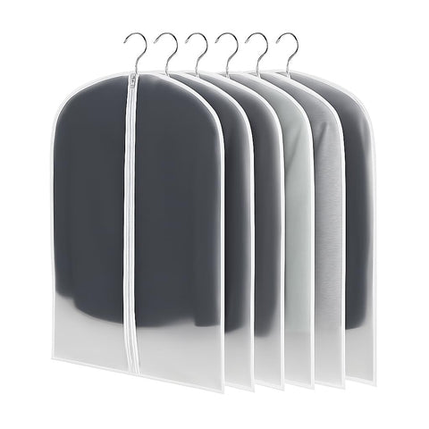 CNMTCCO Clothes Covers Protector Bags 6Pcs With Zip PEVA Translucent Garment Covers Set (60 X 100 Cm) For Suits, Dresses, Jackets, Shirts