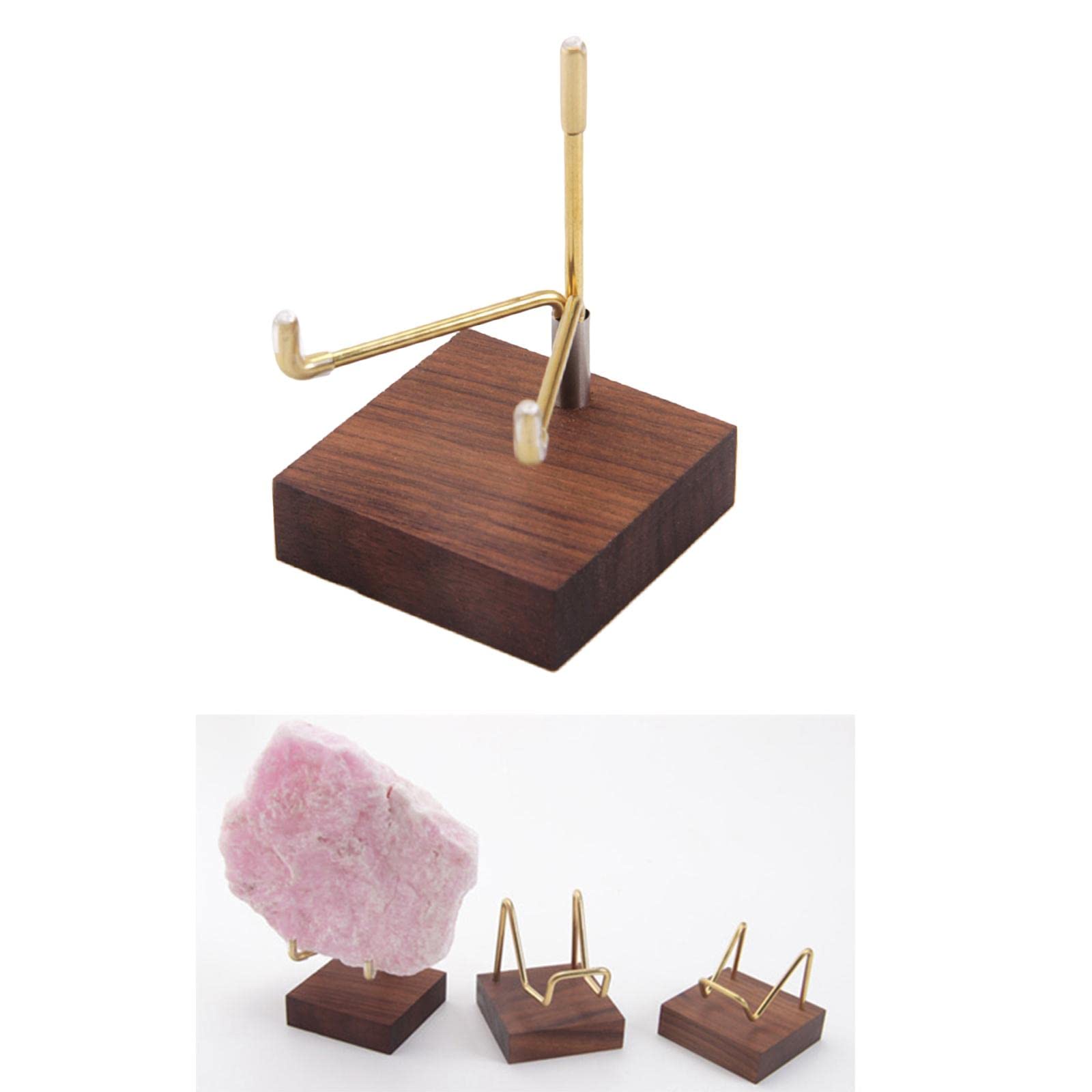 Perfeclan Wooden Display Stand for Fossils, Rocks, Geode, Agate, Crystals, Collectibles Strange Stones Holder, 02