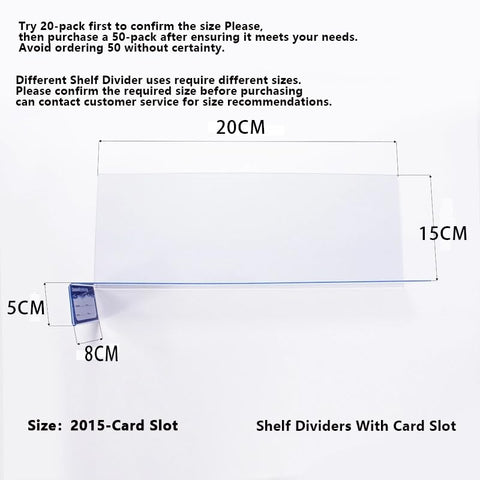 8Gnituhs 20 Pcs 20 * 15 CM 1MM Rack Size Dividers Mini Closet Shelf Dividers Tag; Shelf Label; Book Tracker Bookmark