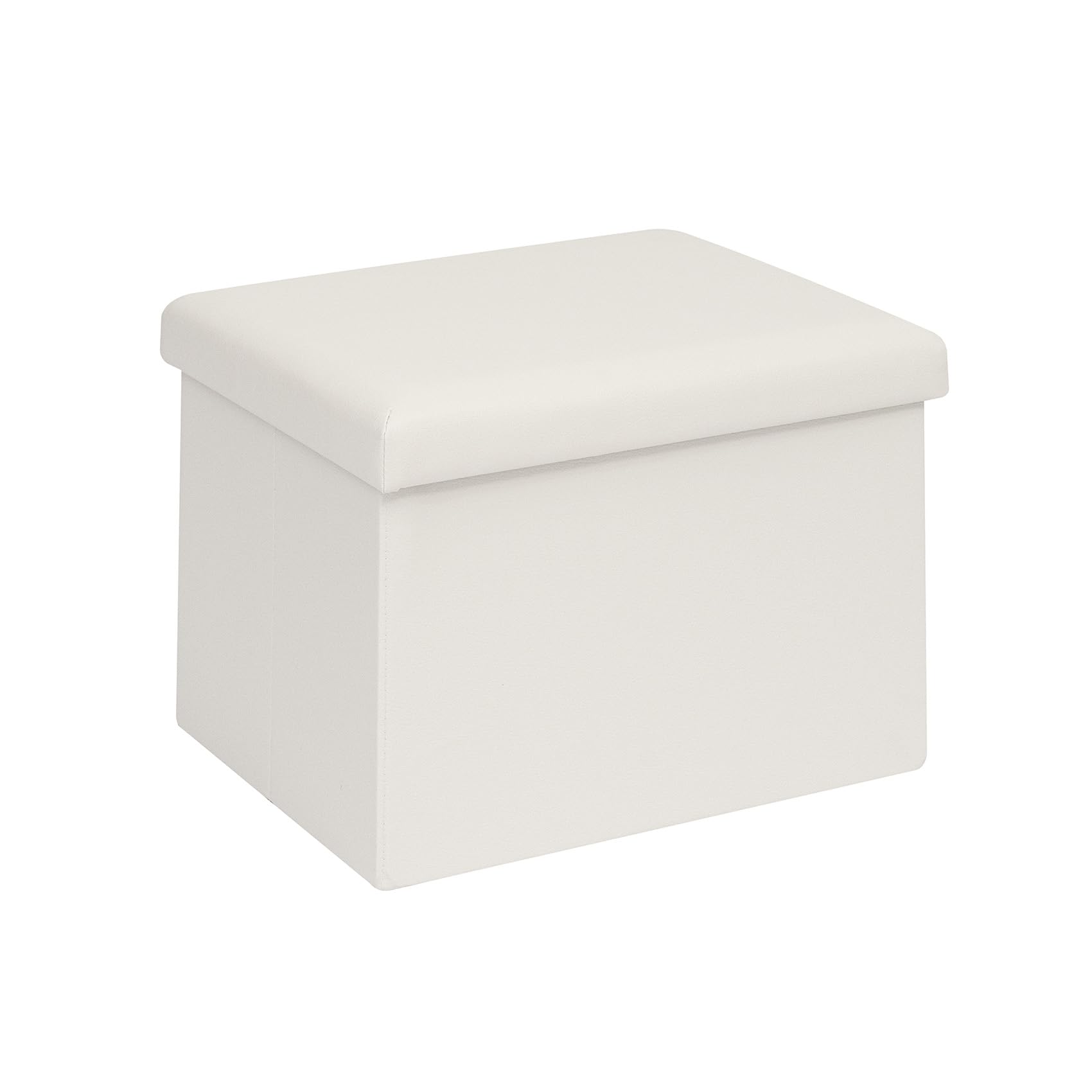 Bonlife Cream Ottoman Storage Box - Folding Foot Stool with Lid, Comfortable Storage Ottoman for Home,42x32x32 cm