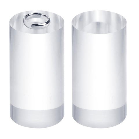 sourcing map 2pcs Acrylic Cylinder Display Blocks, 40 x 80 mm/1.6" x 3.1" Clear Jewelry Display Base Polished Cube Riser Stand Display Holder Base