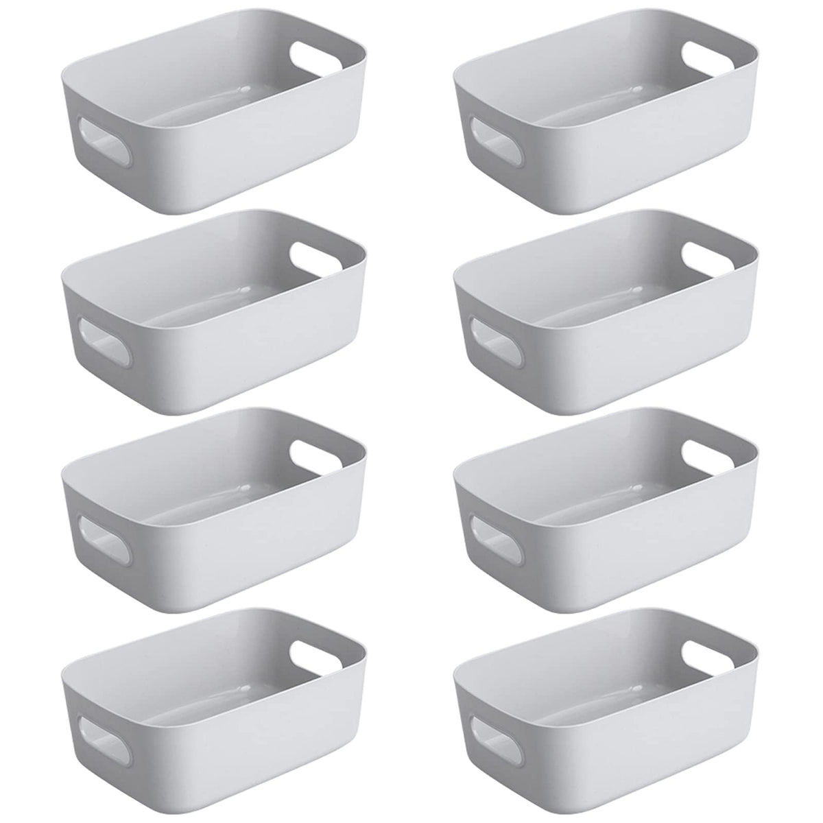 Bgfuni Set of 8 Small Plastic Storage Baskets, Office Home and Kitchen Tidy Organiser, White Studio Baskets for Small