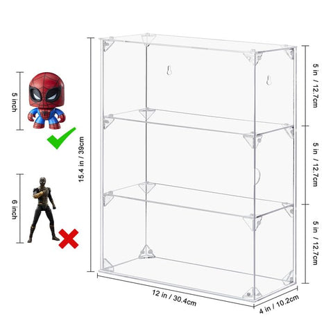 Dezzer 3 Tier Acrylic Display Case with Magnetic Door for Collectibles