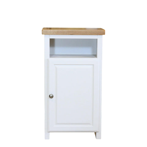 GROF GROFurniture Snow White Slim Cabinet, Bathroom Storage Cabinet, Oak Painted Kitchen Cupboard, Hallway Storage Unit, Storage Cupboard