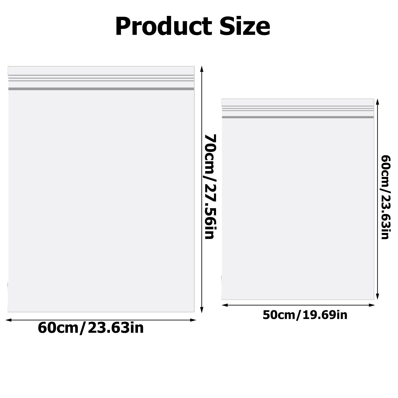 ATB-Foger Large Sealable Plastic Bag 60×70 CM,60x50cm Large Ziplock Bags for Clothes Travel Storage Reusable Waterproof for Down Jackets Sweater