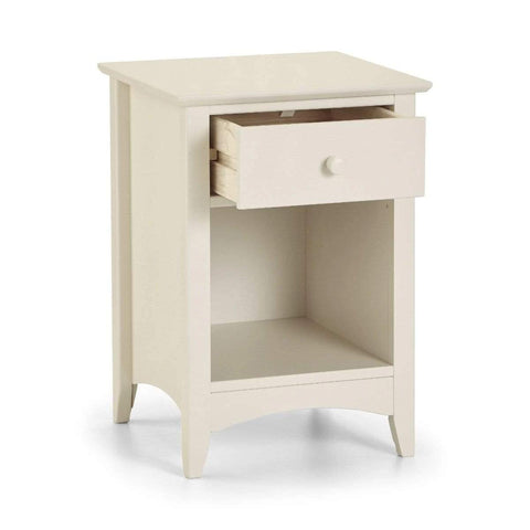 Julian Bowen Cameo Bedside Table, 1 Drawer, White - H63 x W43 x D43cm