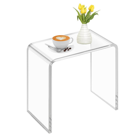 PFOIBOU Acrylic End Table Bedside Tables, Modern Acrylic Side Table, Transparent Shower Stool 40 x 28 x 40 cm, Suitable for Shower, Living Room