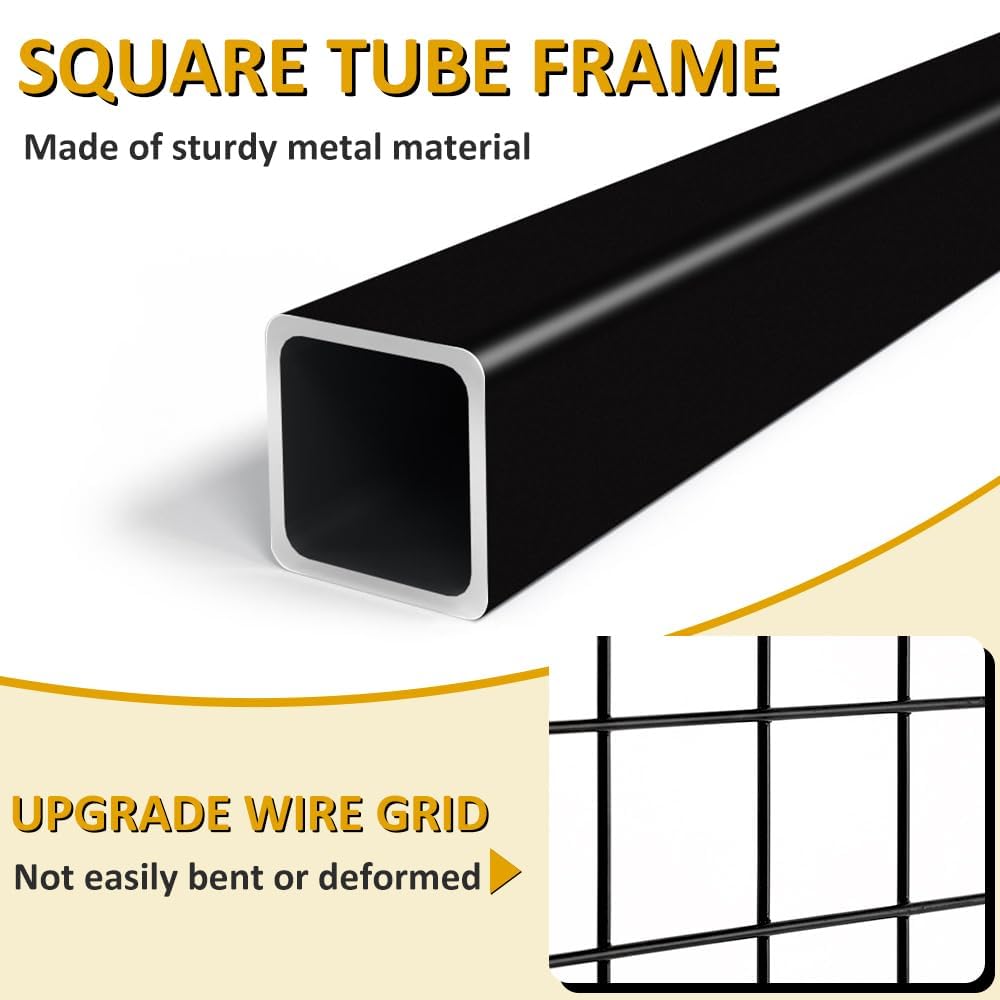 HIDODO Freestanding Grid Wall Panel Standing Wire Grid Display Rack with T-Base Wheels, Gridwall Panel Tower for Shows, Black (1 Pack)