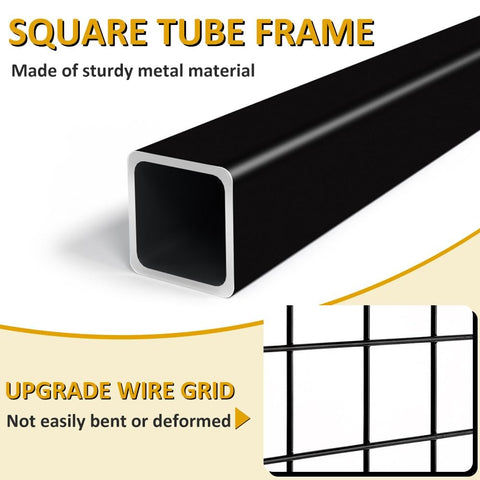 HIDODO Freestanding Grid Wall Panel Standing Wire Grid Display Rack with T-Base Wheels, Gridwall Panel Tower for Shows, Black (1 Pack)