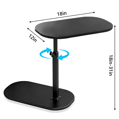 XUDREZ Adjustable C Shaped Side Table, 360°Swivel End Table, Living Sofa Table, Modern Small Coffee Table for Bed/Bathtub (Black-Black)