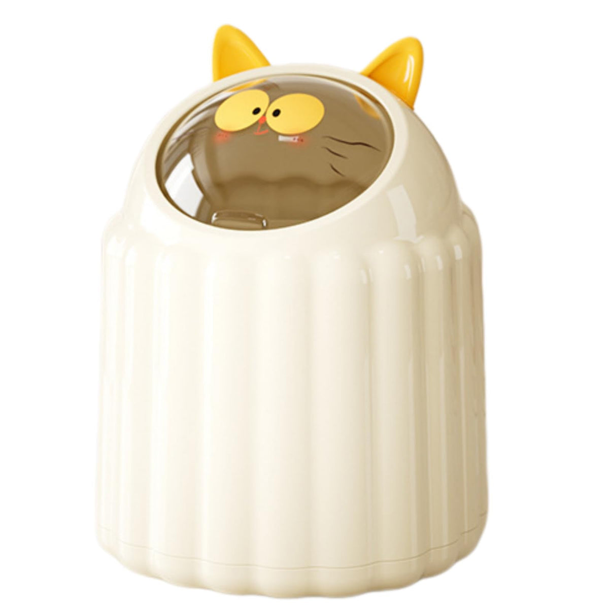 Utiant Small Bin with Lid, 1.3L Cute Cat Desk Bin Mini Rubbish Bin