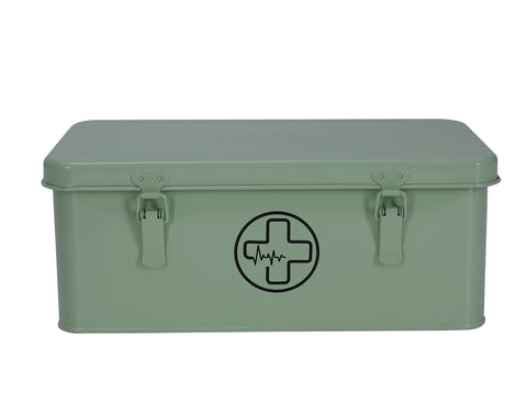 Xbopetda First Aid Medicine Box, First Aid Kit Supplies Bin, Metal Medicine Storage Tin