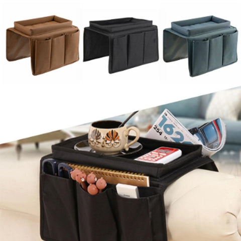 DZOZO Sofa Chair Couch Armrest Organizer Remote Control Holder Caddy Handset Holder Armchair Storage Bag with Cup Holder for Tablet, Phone, Pad, Book