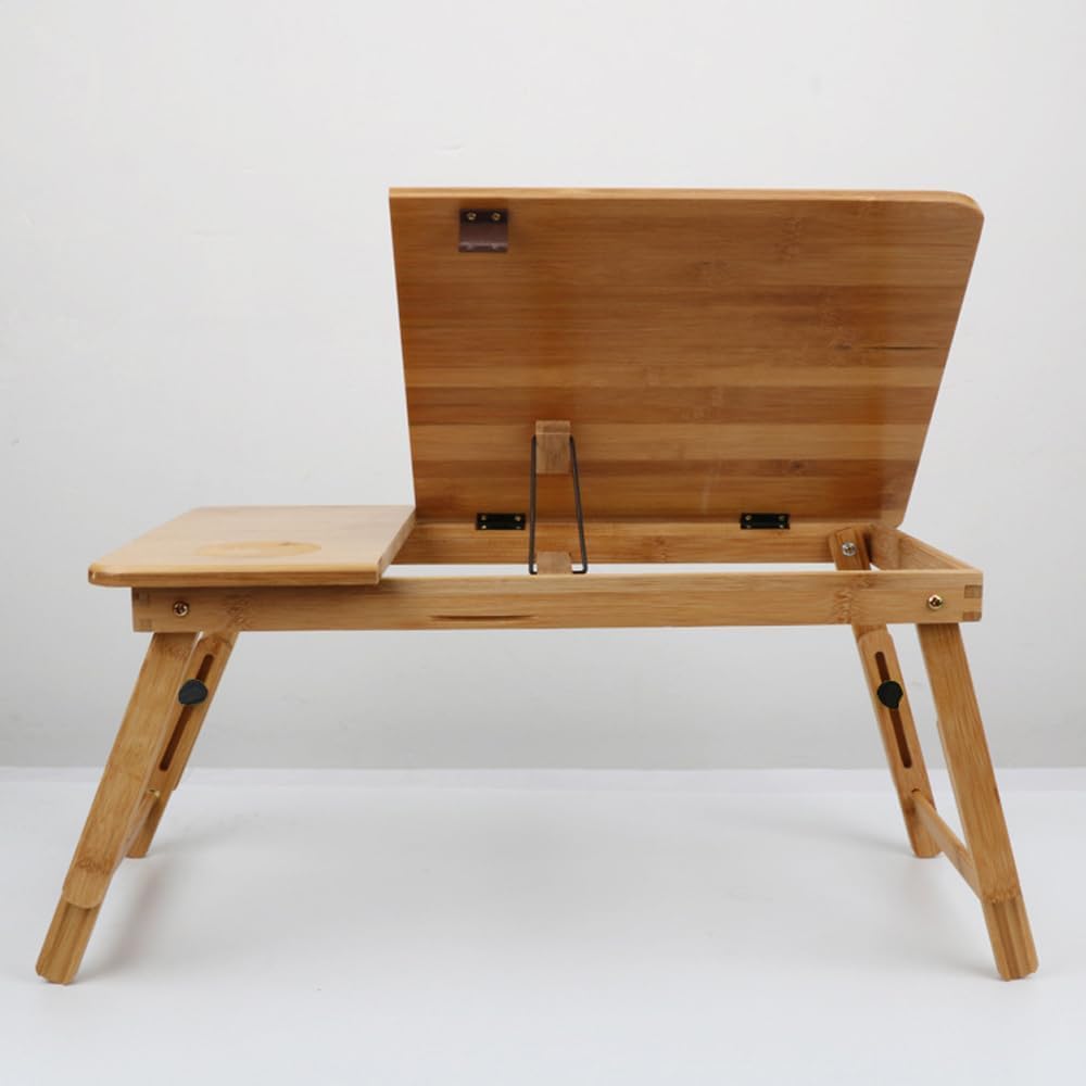 YANGHX Bamboo Laptop Bed Desk Tray Adjustable Stand Bed Portable Bamboo Laptop Table with Drawer