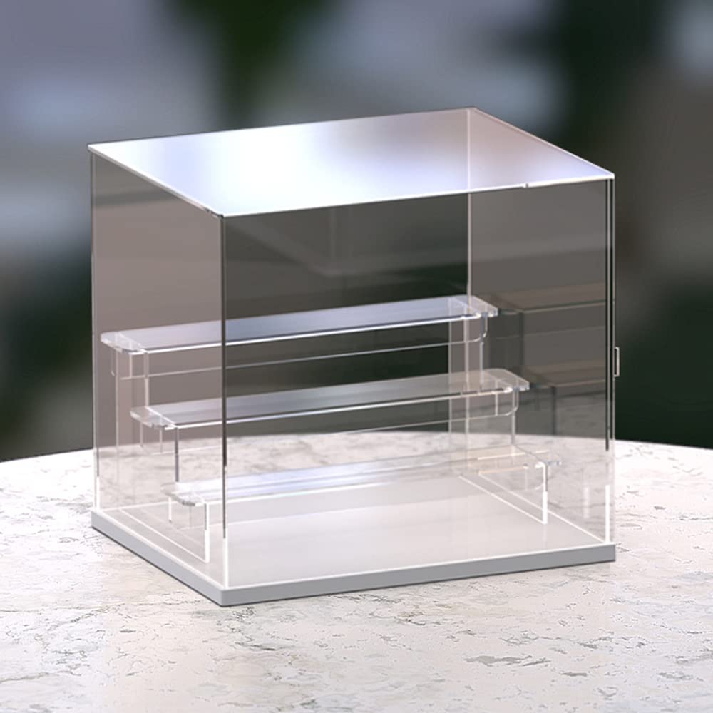 Nynelly 4 Tier Clear Acrylic Display Case for Models, Mini Figures, Pop Mart, Labubu, Sonny Angel, Smiski - Assemble Dustproof Display Box with Door