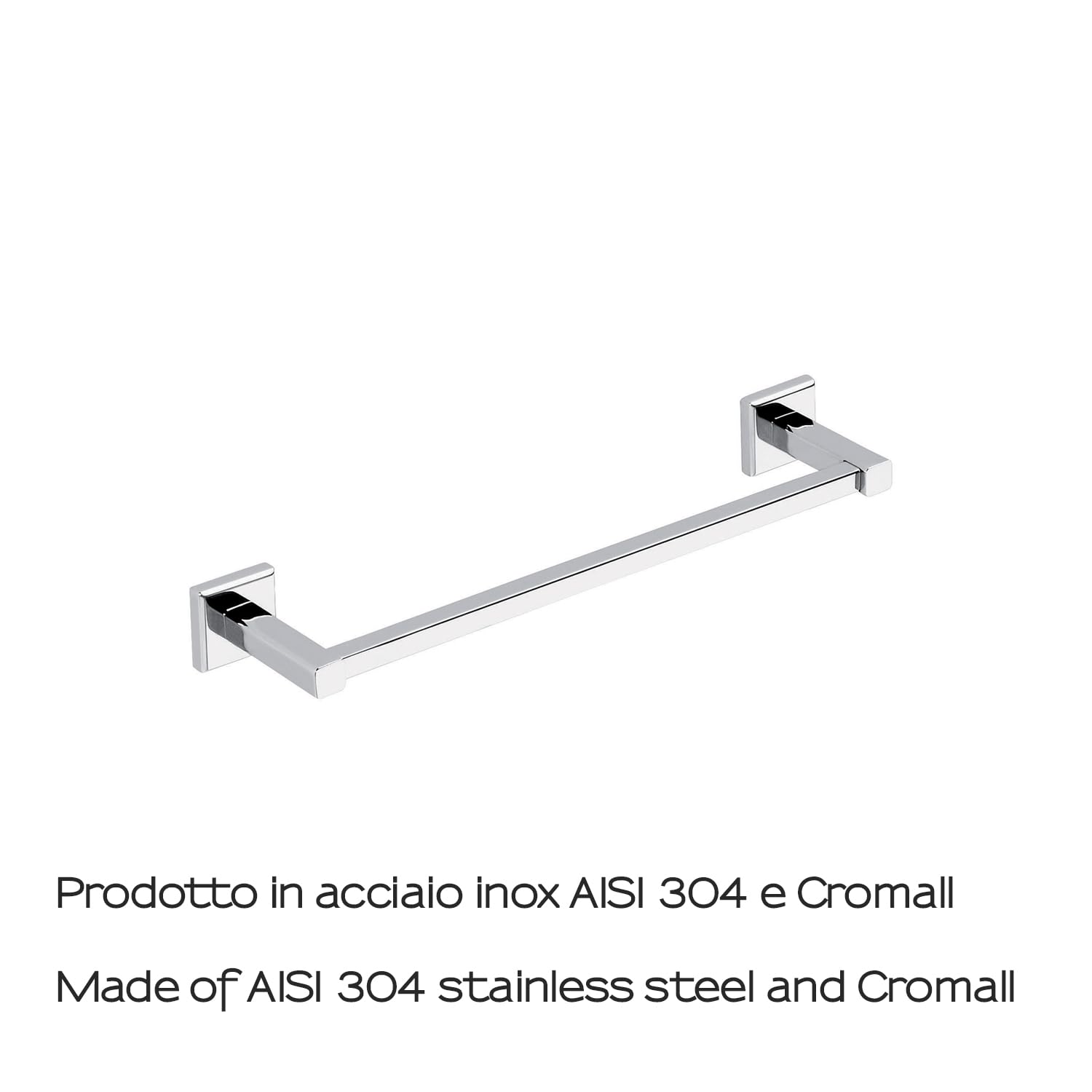GEDY | Colorado Bathroom Towel Holder in Stainless Steel and Cromall, Towel Rail Fixable with Screws or Glue, Weight Supported 7 kg, Chrome