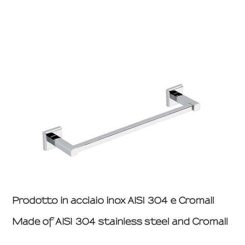 GEDY | Colorado Bathroom Towel Holder in Stainless Steel and Cromall, Towel Rail Fixable with Screws or Glue, Weight Supported 7 kg, Chrome